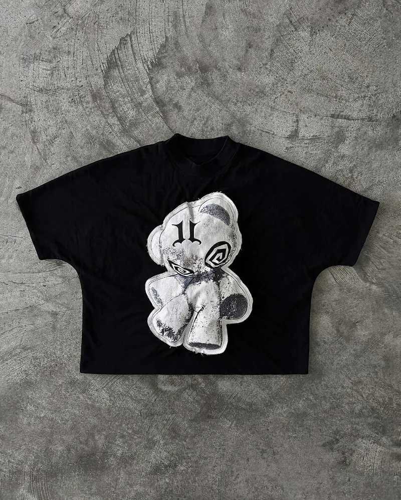 Y2K Street Clothing Letter Printed Graphic T-shirt Mens Spring and Autumn Fashion Gothic Loose Large Round Neck Short Sleeve WomensXJ250318