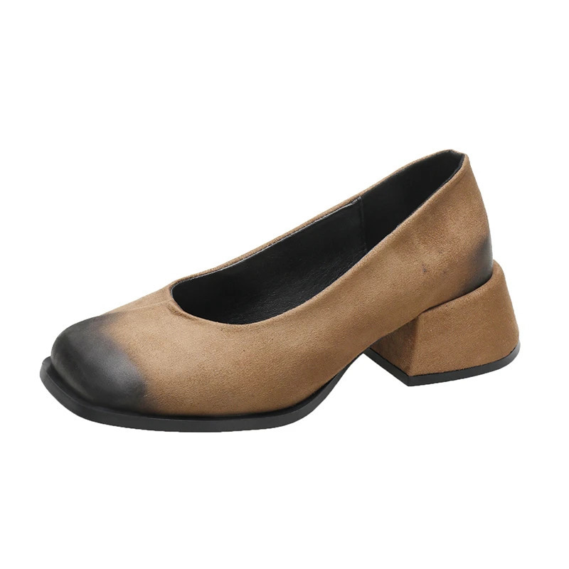 Vintage Slip On Women Mary Jane Shoes Fashion Shallow Shoes Spring Autumn Ladies Elegant Dress Thick Heel Shoes 250318