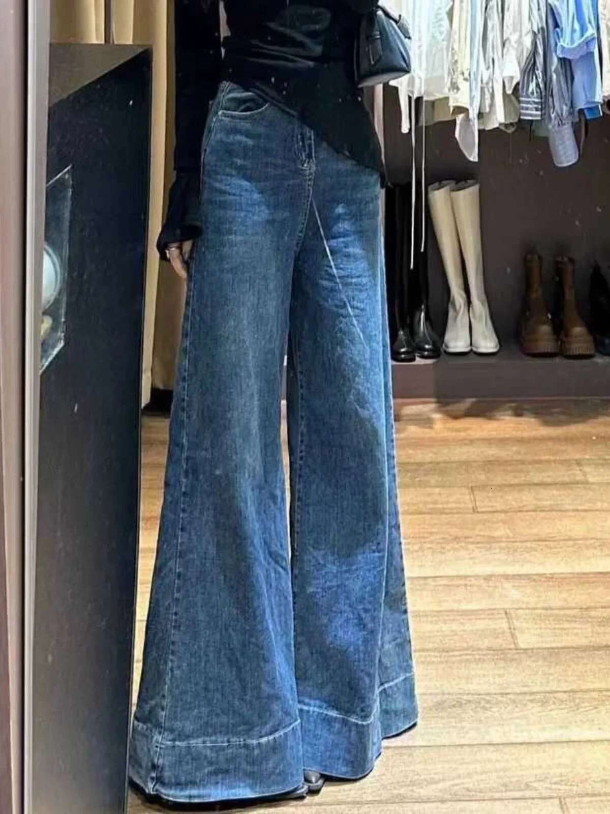Blue Jeans Women Y2k American Hip Hop Vintage High Waisted Jean Straight Streetwear Casual Loose Large Size Wide Leg Denim Pants