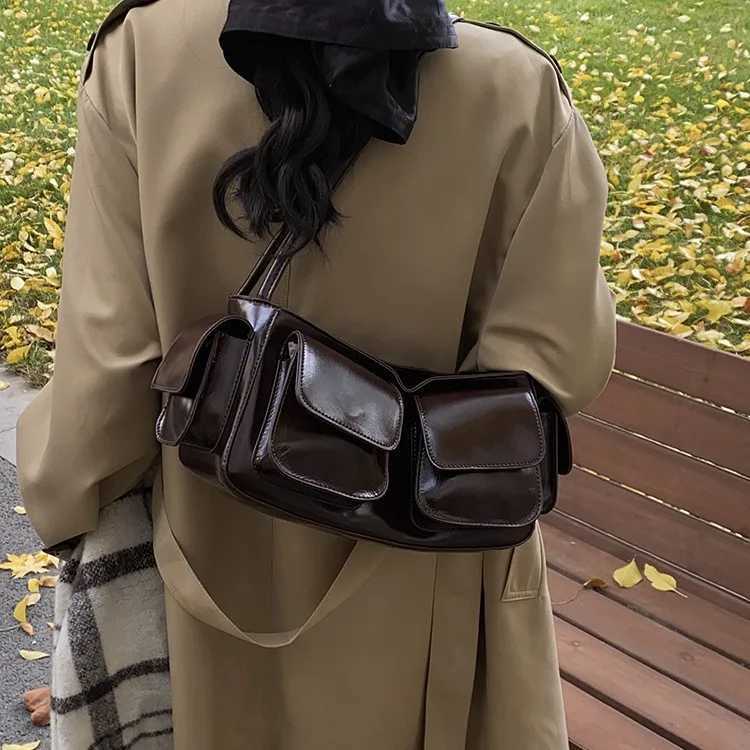 New autumn and winter bowling bag with oil and wax leather packaging single shoe cross bottom bag Y250318