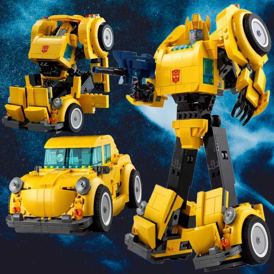 New yellow robot trucks cars toys building blocks DIY trucks modified cars childrens modified gifts W250318