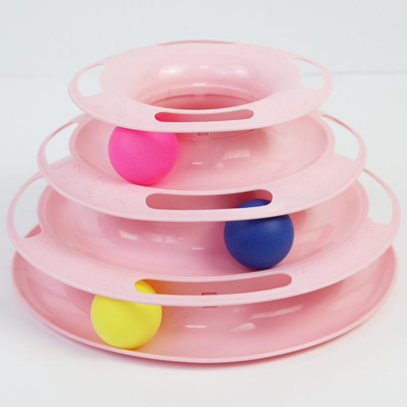 New Three-Layer Cat Turntable Pet Toy Educational Play Track Tower with Teasers and Dishes for Indoor Cats
