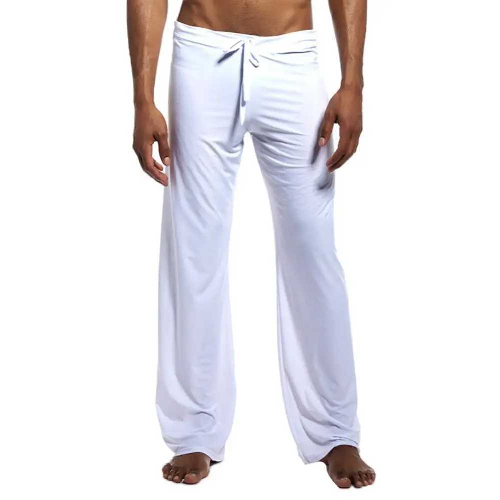 Mens Casual Solid Color Low-waisted Drawstring Loose Pants Running Yoga Trousers W250318