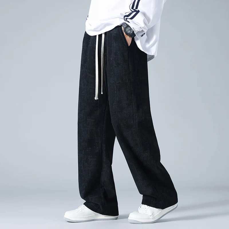 New autumn mens Corduroy fabric casual pants sports pants high-quality couple wide leg breathable runner straight neutral pocket pants W250318