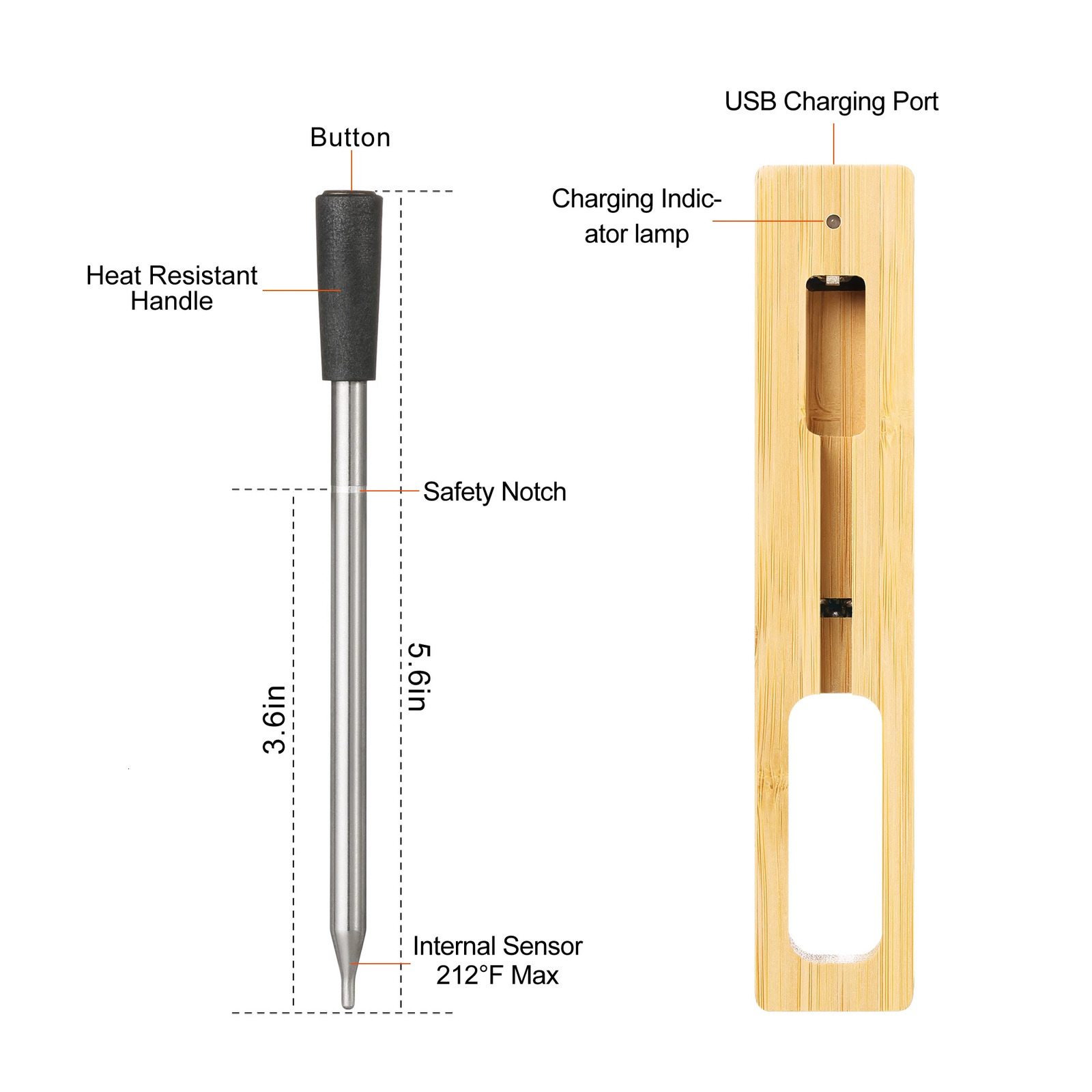 est Wireless Meat Food Thermometer Kitchen Cooking Tool Oven Grill BBQ Steak Bluetooth Temperature Meter Barbecue Accessories 250331