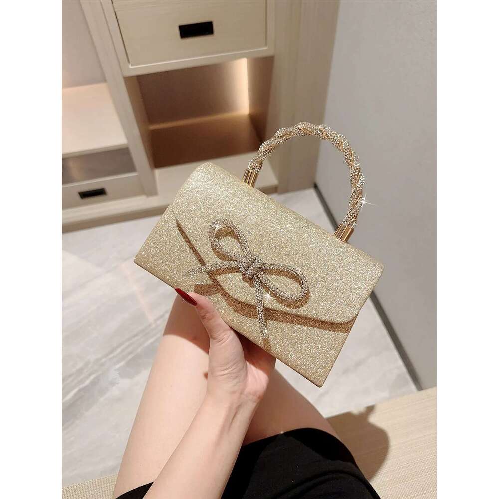 Versatile Evening Dress European and American Clutch Crossbody Celebrity Fashion Dia Bow Chain Bag