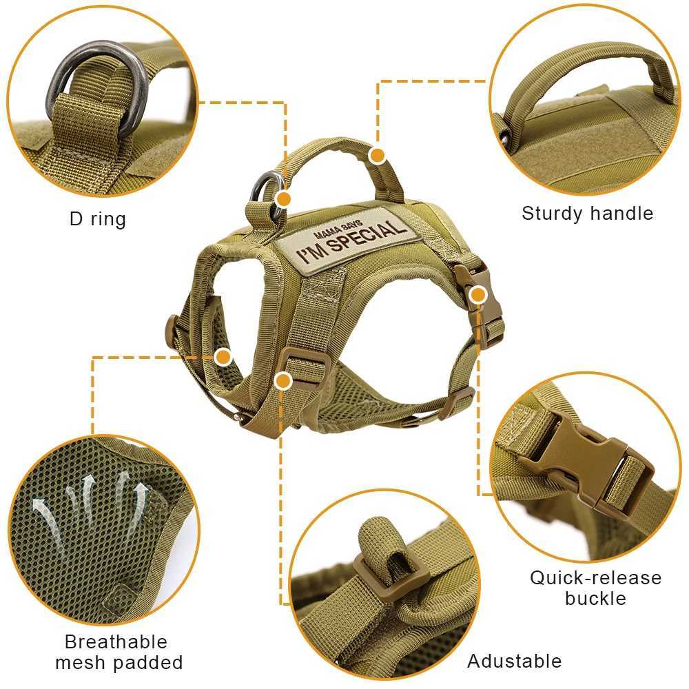 Nylon cat harness vest with 2 stickers military tactical cat harness with handle puppy pet training ChihuahuaT250318