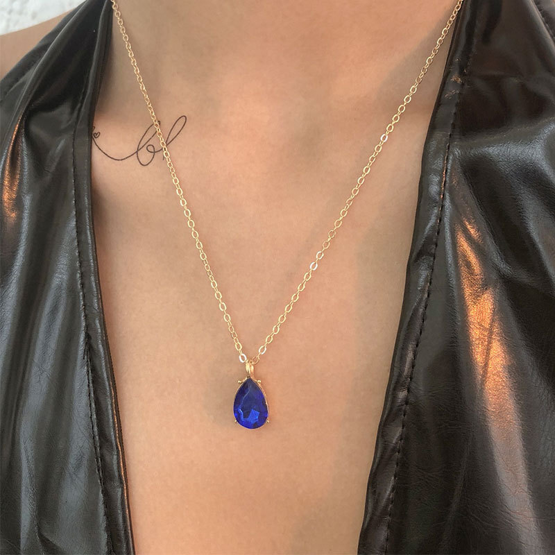 Rhinestone Drop Pendant Necklace For Female Niche Design Light Luxury Everything Temperament Choker Collarbone Chain