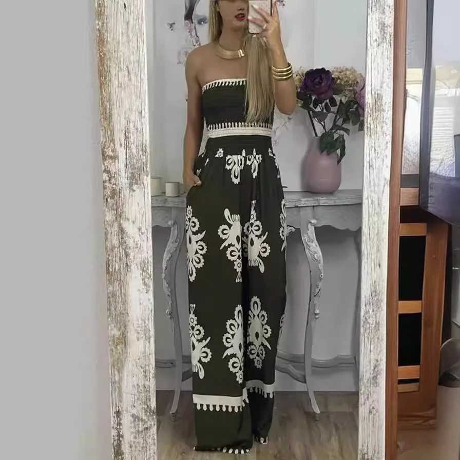 Fashion printed patch work womens jumpsuit backless suspender summer beach overall sexy womens shirt jumpsuit X250318