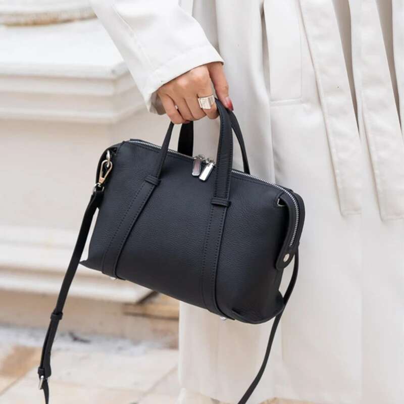Burminsa Cowhide Genuine Leather Pillow Shoulder Bags For Women 2025 Designer Crossbody Satchel Top Handle Work Handbags