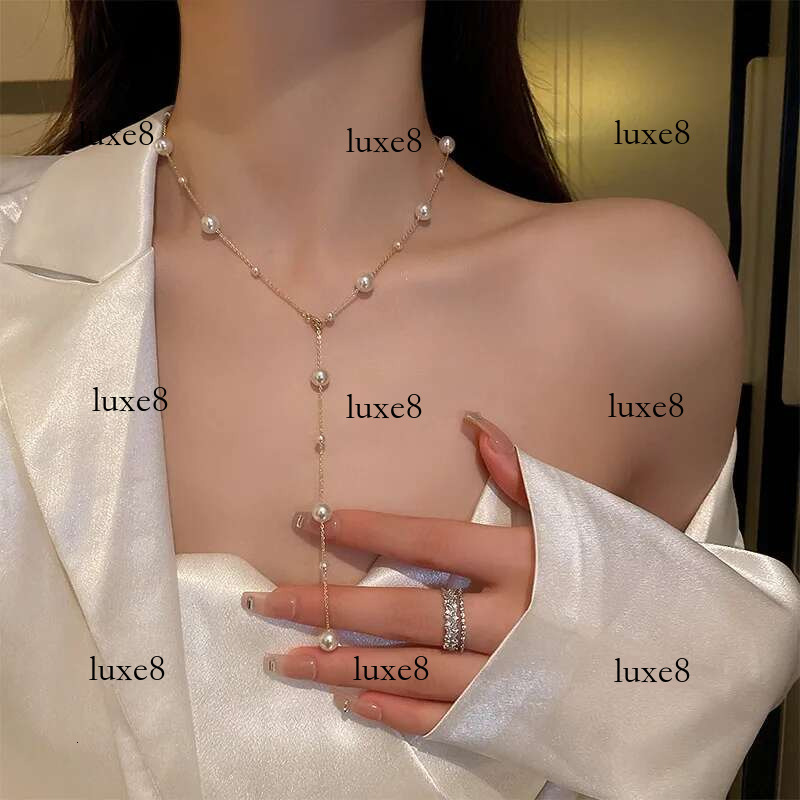 2024 New Simple Long Imitation Pearls Back Necklace for Women Sexy Tassel Pearl Harness Bikini Chest Chain Body Jewelry Mujer