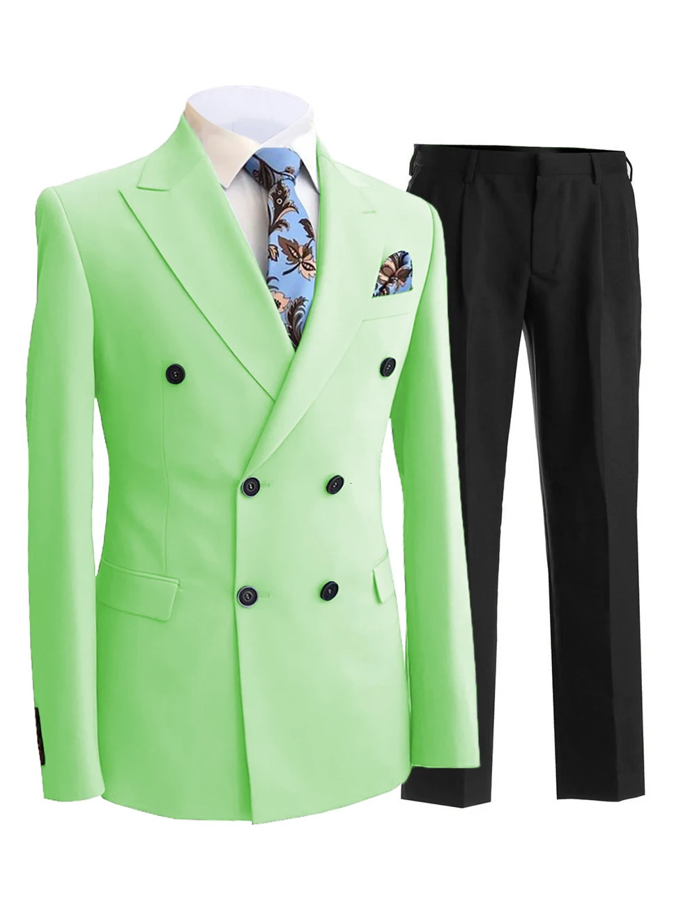 2 Pieces Gentleman Double Breasted Lapel Blazer Mens Suit with Pants Formal White Beige Jacket For Wedding Groom Tuxedos 250224