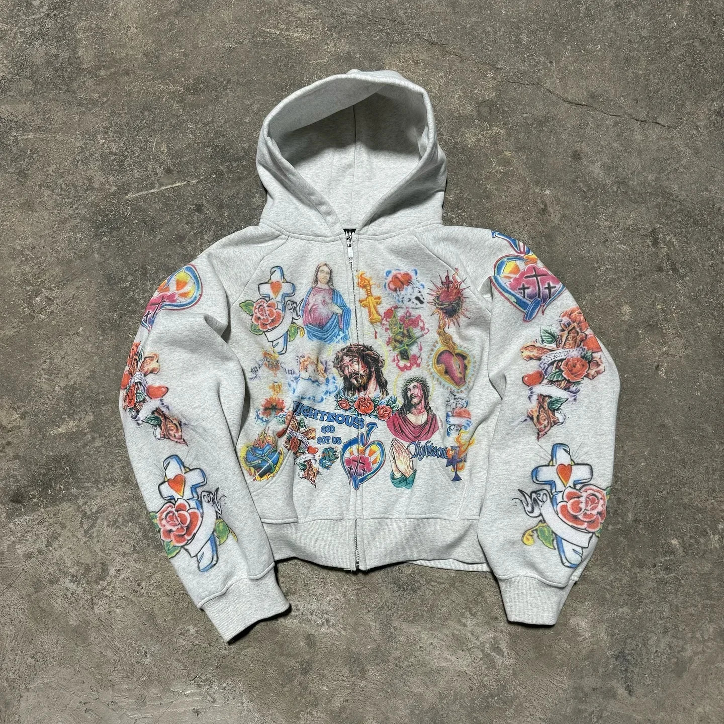 Casual y2k sweatshirt zipper cardigan loose hoodie for women versatile printed letters hip-hop geometric pattern 250318