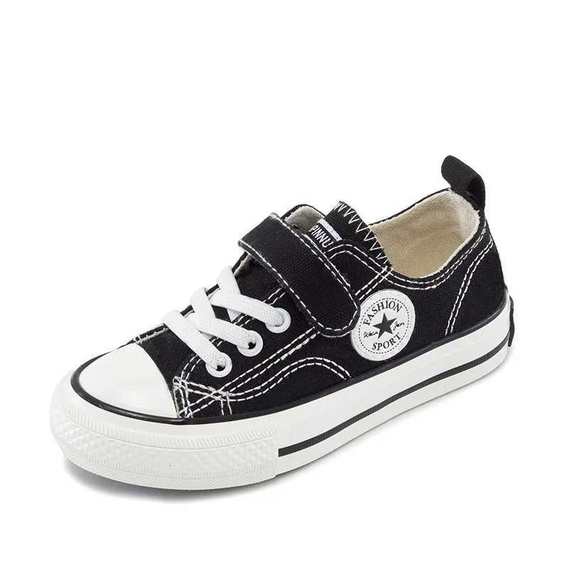 Boys and girls fashionable board shoes childrens student hook and loop sliding casual canvas shoes childrens soft soled non slip comfortable shoes W25