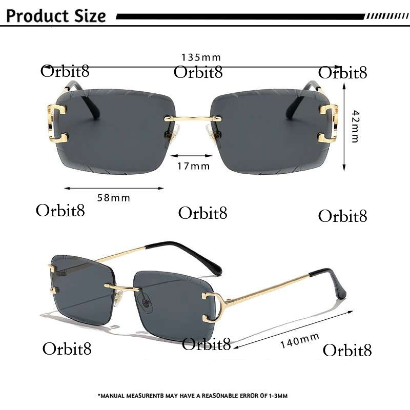 CATERSIDE Rimless Square Sunglasses Men Cupronickel Fashion Punk Gradient Sun Glasses Vintage Trendy Small Frame Eyewear UV400