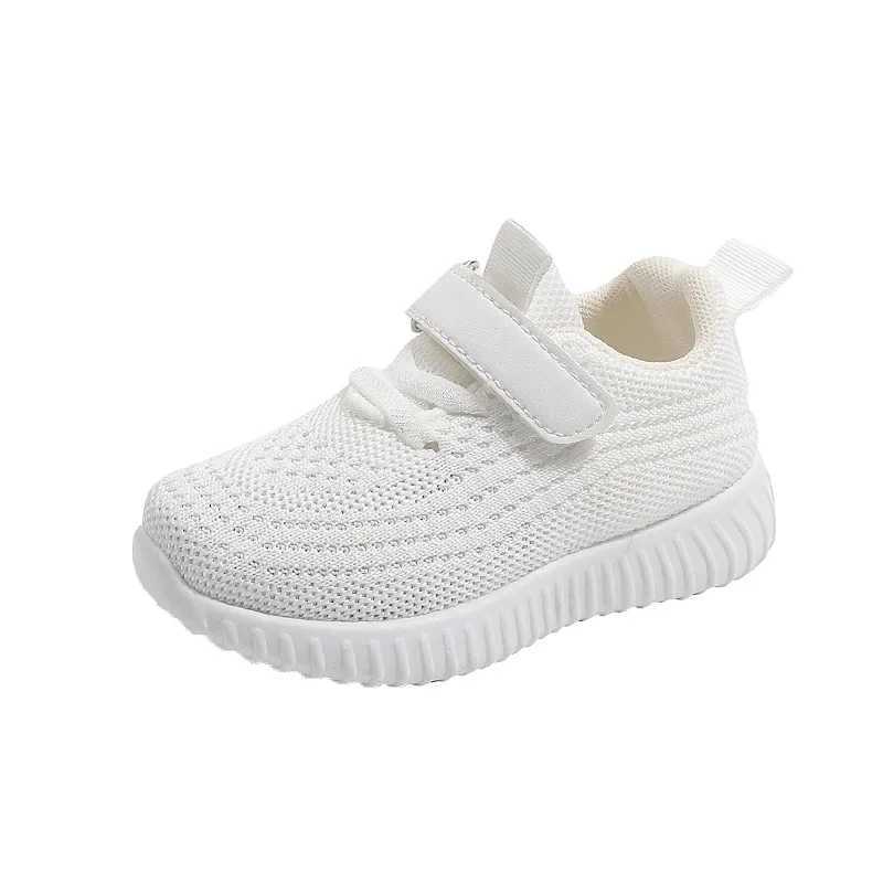 Mesh solid color childrens sports shoes for boys and girls fashionable soft soled thick flat sports shoes for children breathable Veo outdoor shoes W2