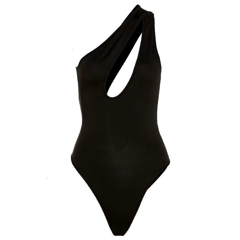 Summer Style New Women's Solid Color Spicy Girl Top Sexy Sloping Shoulder Hollowed Out Slim Fit Jumpsuit