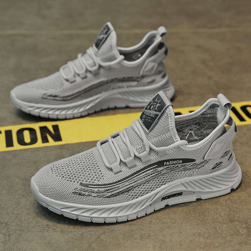 Men's new spring and autumn fashion casual shoes, single shoe breathable trendy mesh fly woven sports men's shoes