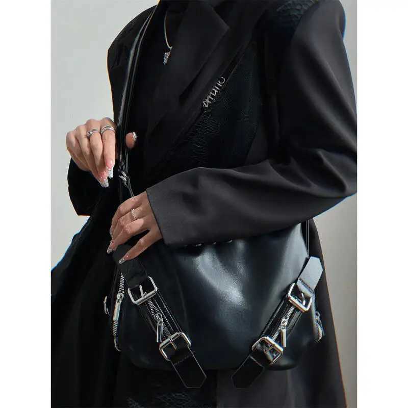 2024 New Fi Backpack Text Backpack Academy Style Backpack Advanced Feeling Dark Handheld Casual Cross body Bag Y250318