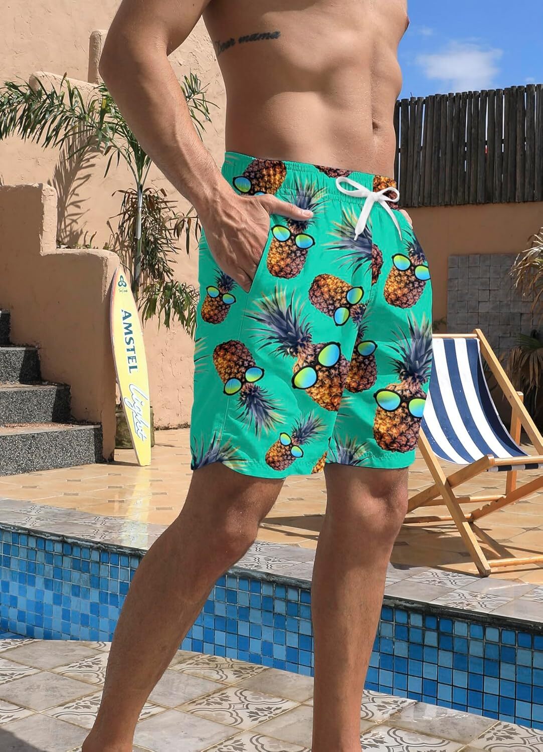Mens Swim Trunks Quick Dry Beach Shorts Summer Boardshorts Fashionable printed shorts