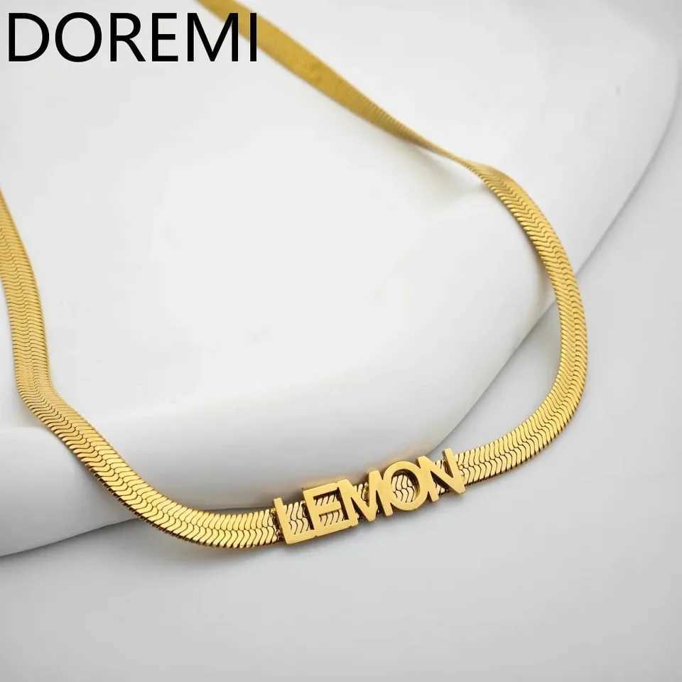 Doremi personalized bubble pendant herringbone chain stainless steel customized name necklace waterproof jewelry gift W250318
