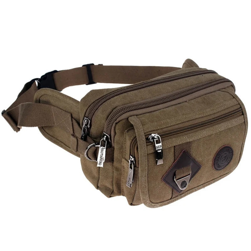 High Quality 2024 Fashion Casual Canvas Messenger Bags Waist Packs Purse Men Portable Vintage Men Waist Bags Travel Belt Wallets 250314