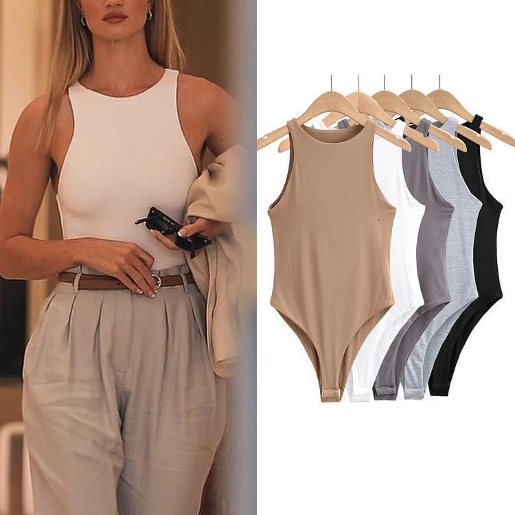 Wind Summer Women's Sexy Shaping Off Shoulder Round Neck Solid Color Sleeveless Bottom Jumpsuit
