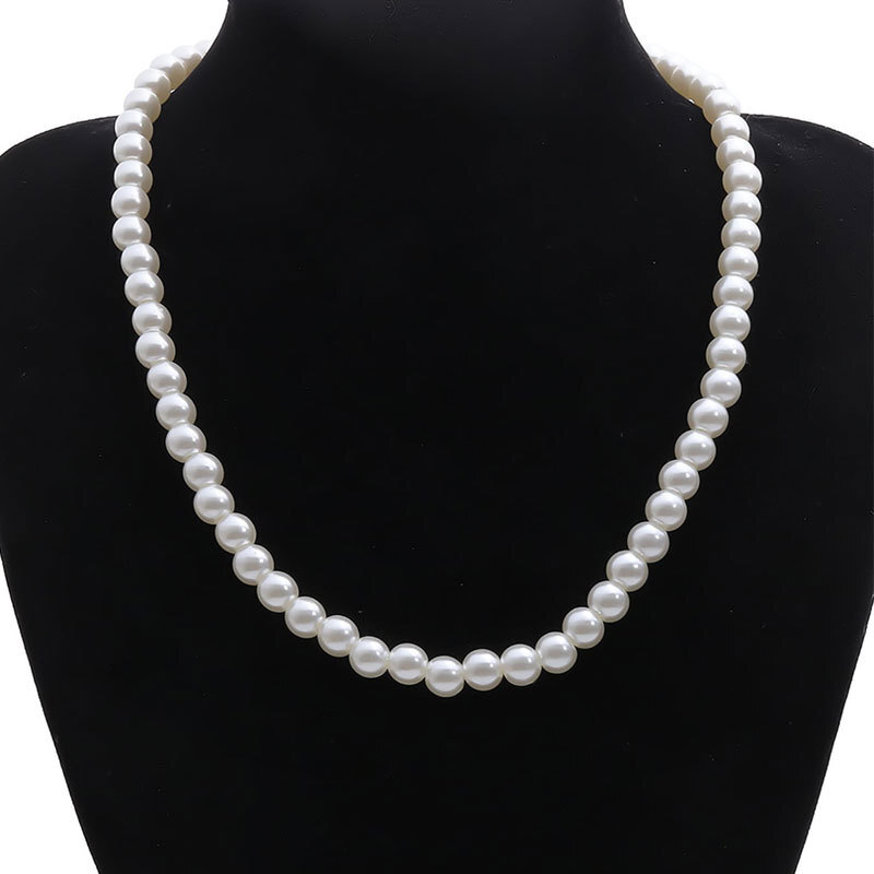 8mm Men's ABS Highlighter Imitation Pearl Necklace Simple Everything Collared Collar Chain Chain Accessories