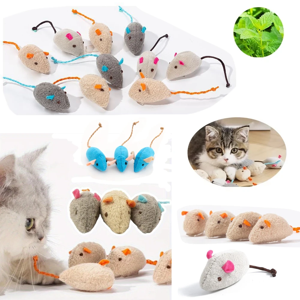 10Pack/Lot Rattle Cat Mouse Toys Also Prefilled Catnip Faux Fur Cat Toys Interactive Cat Game Catnip Toys for Cats Pet Products