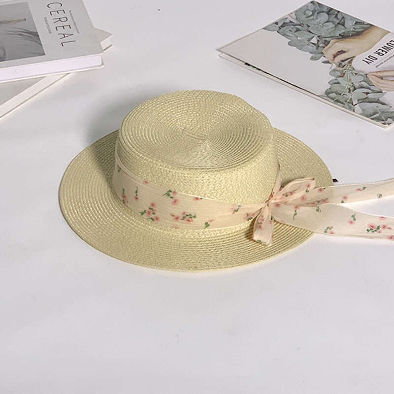 French elegant top children's summer countryside style, fashionable straw hat, travel sun protection, sunshade, fisherman hat
