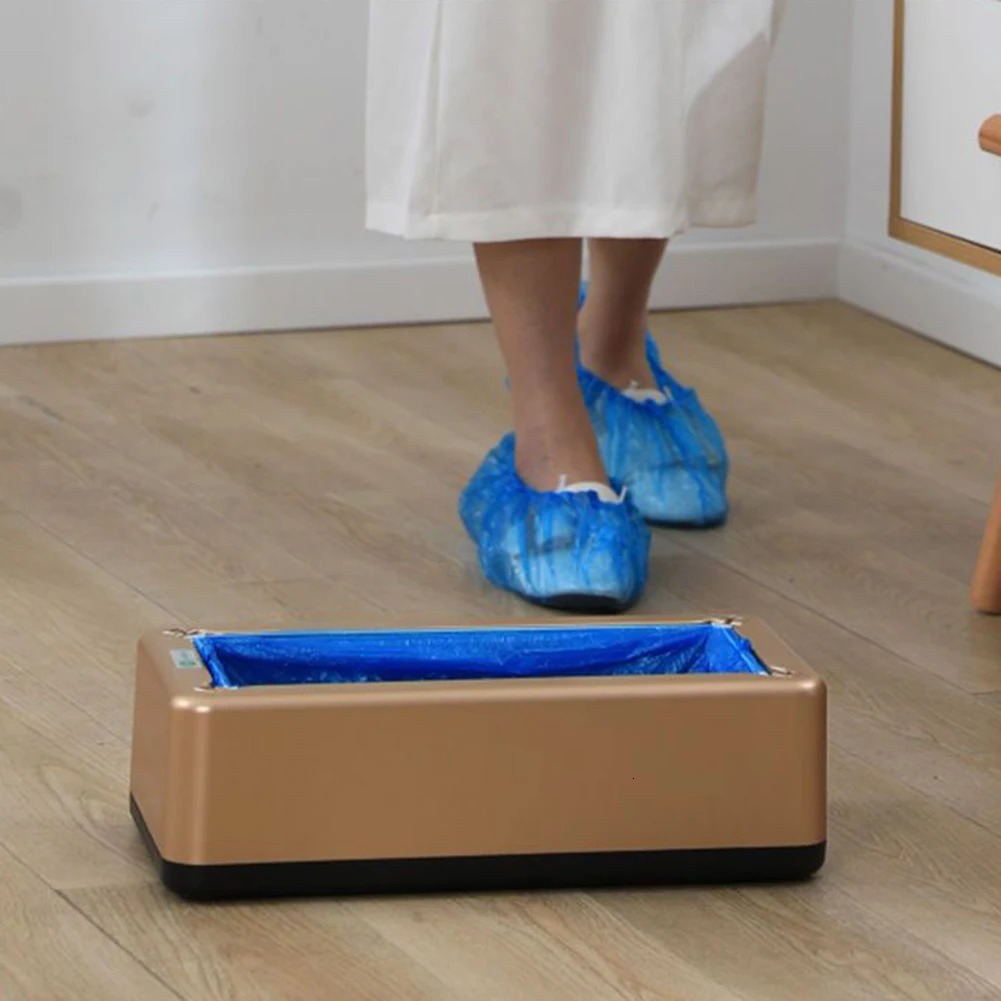 Automatic shoe cover dispenser with 100Pcs disposable covers handsfree intelligent buckle suitable for home offices 250318