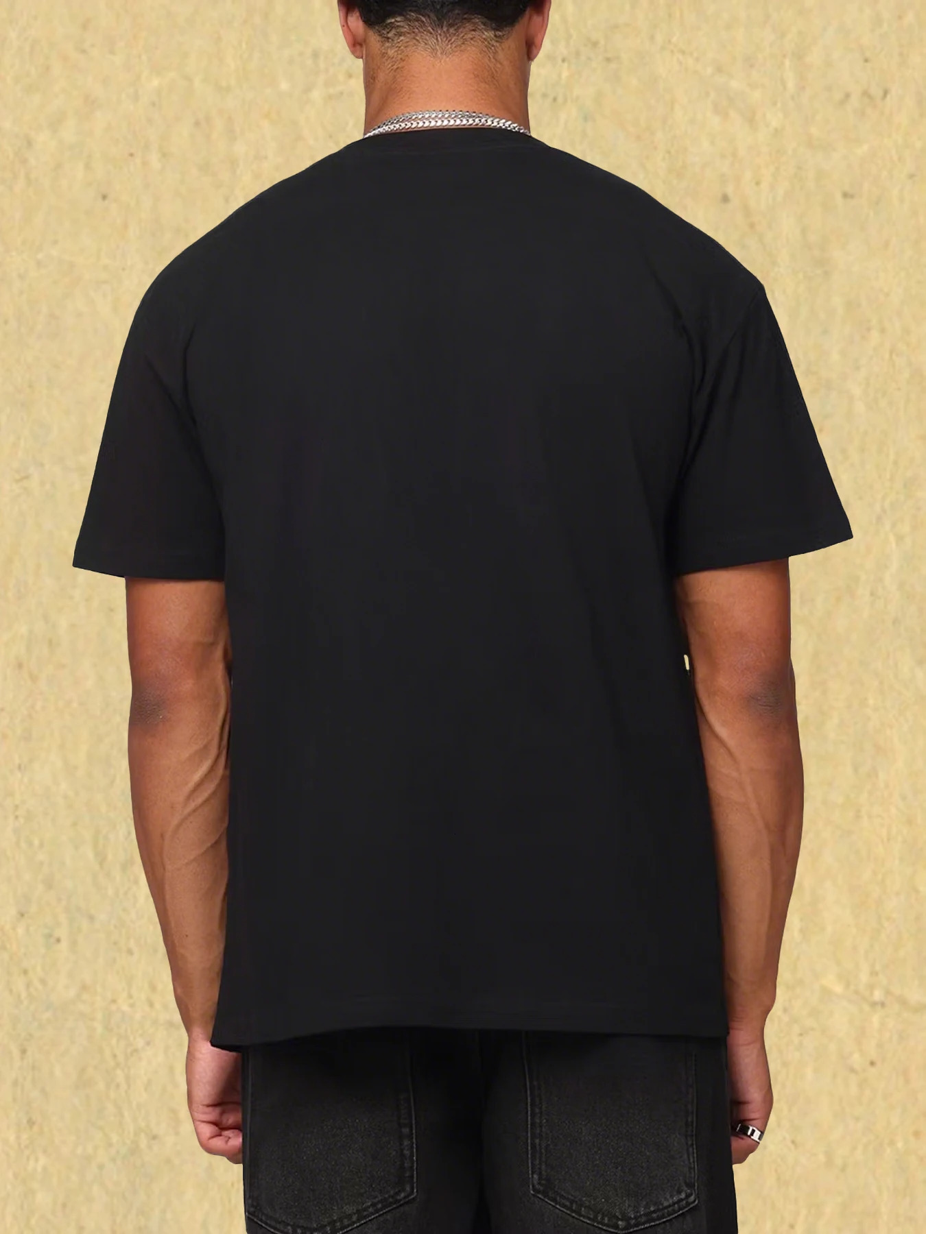 Mens Black Cotton T-shirt - Mexican Style Emotional Slogan Back Printing 250317