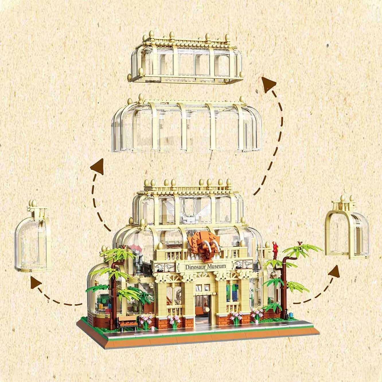 2788 pieces of dinosaur museum building blocks creative Ci street view dinosaur hall MOC model DIY building blocks boys toys children holiday giftsXJ2