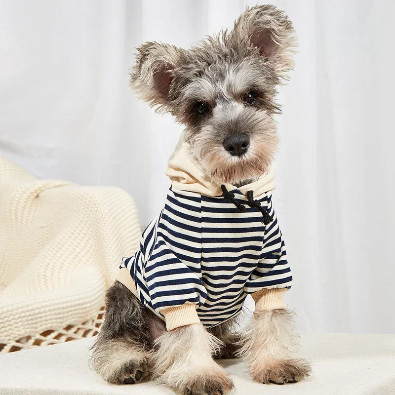 Pet Clothing French Bulldog Winter Warm Coat Striped Hoodie Dog Jacket Cat Chihuahua Small and Medium 250318