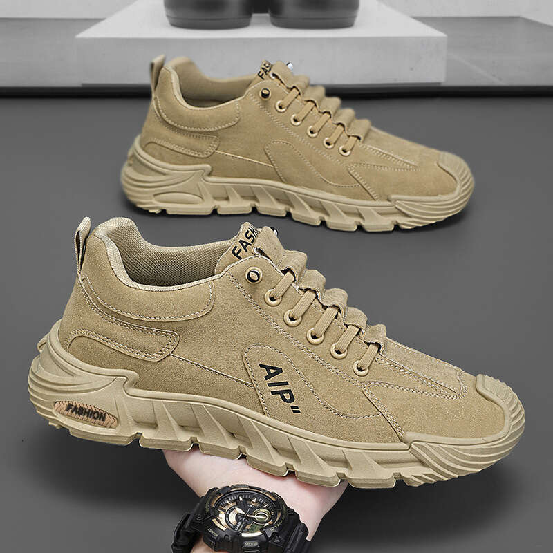 Spring new labor protection casual workwear board thick soled anti slip driving men's sports running shoes