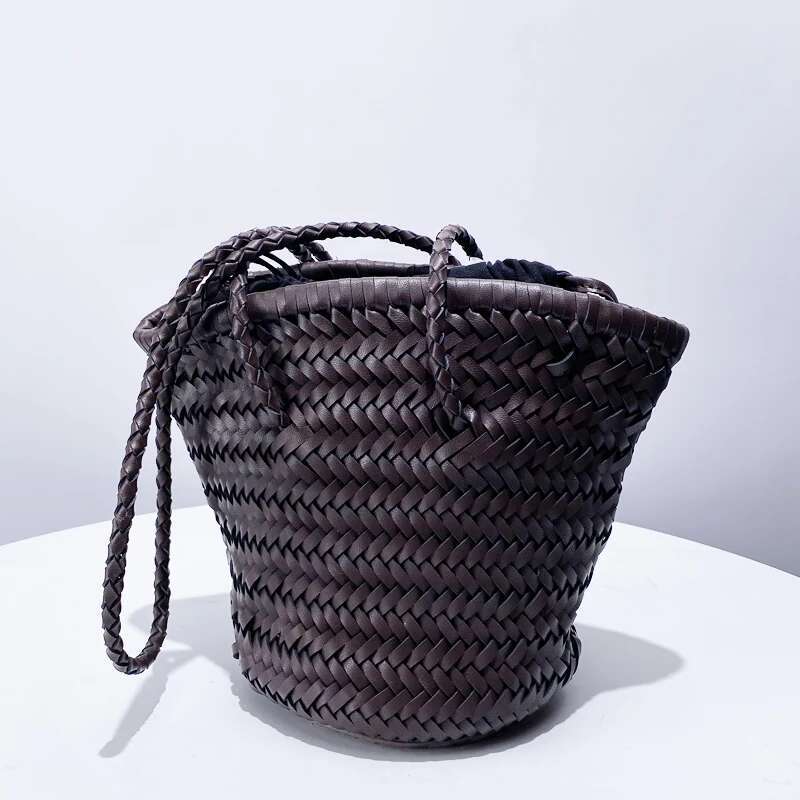 Handwoven Bucket Bags For Women Designer Handbags Purses 2024 New In PU Vintage Braid With Inner Pocket Underarm Shoulder