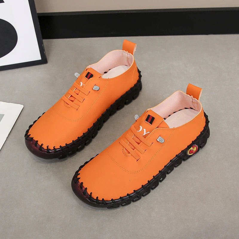 Sneakers Women Shoes Loafers Lace Up Leather Flat Spring Ladies Casual Shoes Outdoor Travel and Walking Women Shoes 250318
