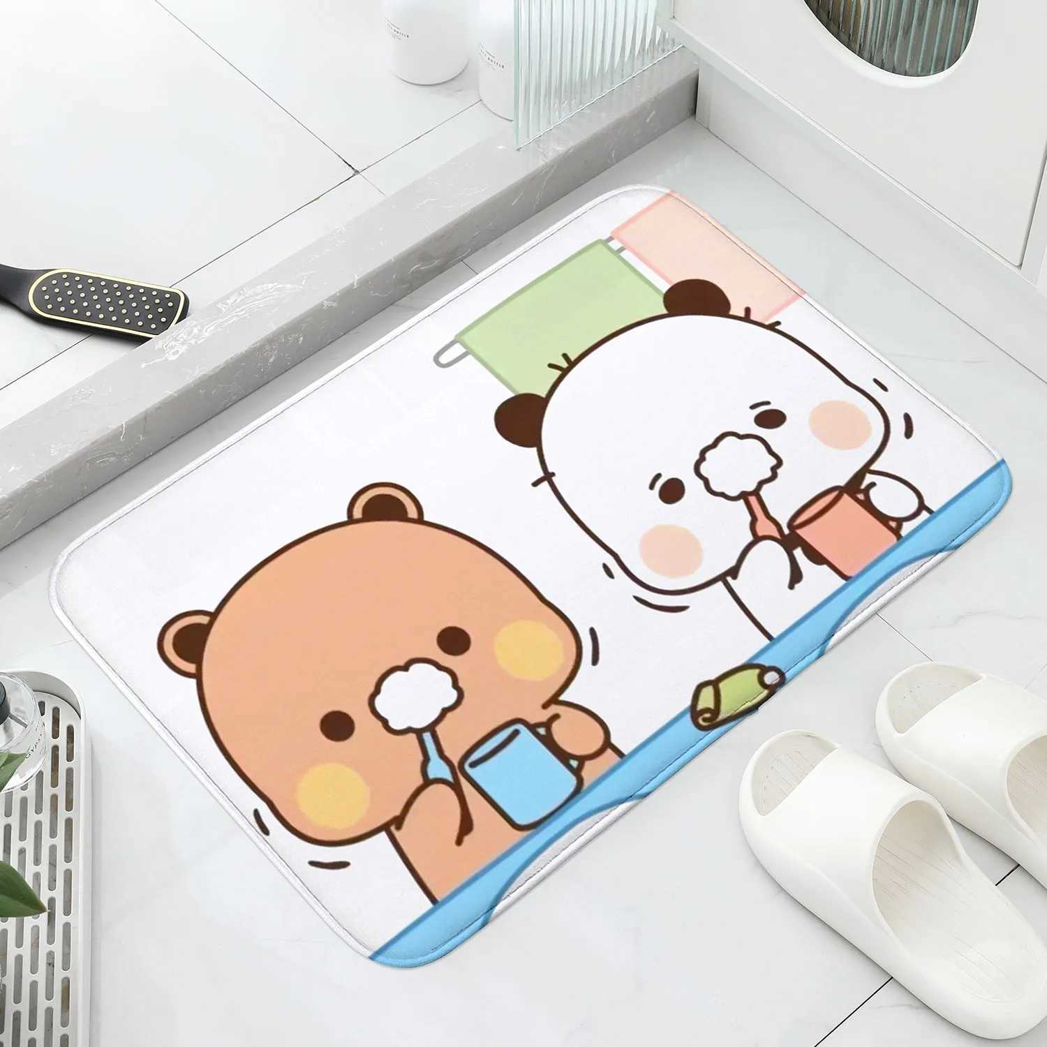 1 piece of Bubu and Dudu cute cartoon welcome mat entrance door balcony bathroom floor mat anti slip carpet bedroom carpet home decoration Y250318