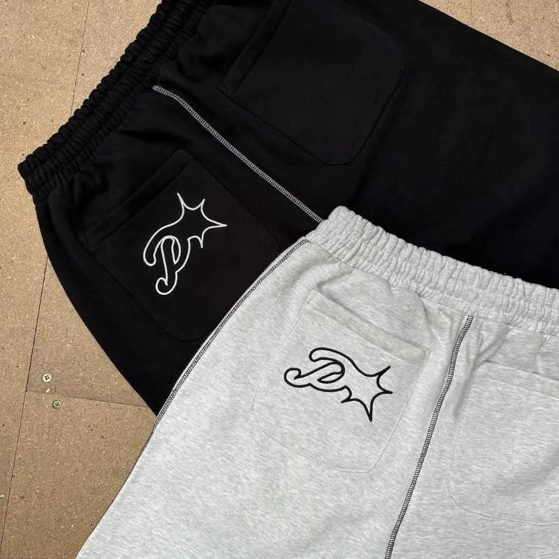 Y2K mens clothing fashion Harajuku solid color casual pants retro pattern couple style floor pants W250318