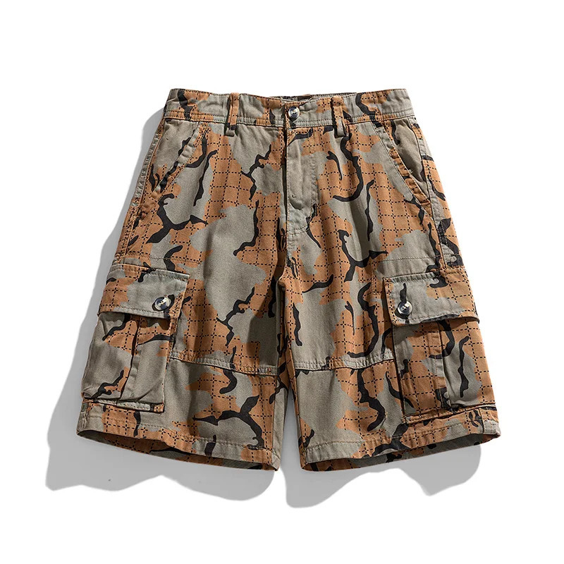 Fashion Street cargo shorts mens summer loose straight casual fully matched fashionable printed cut pants 250317