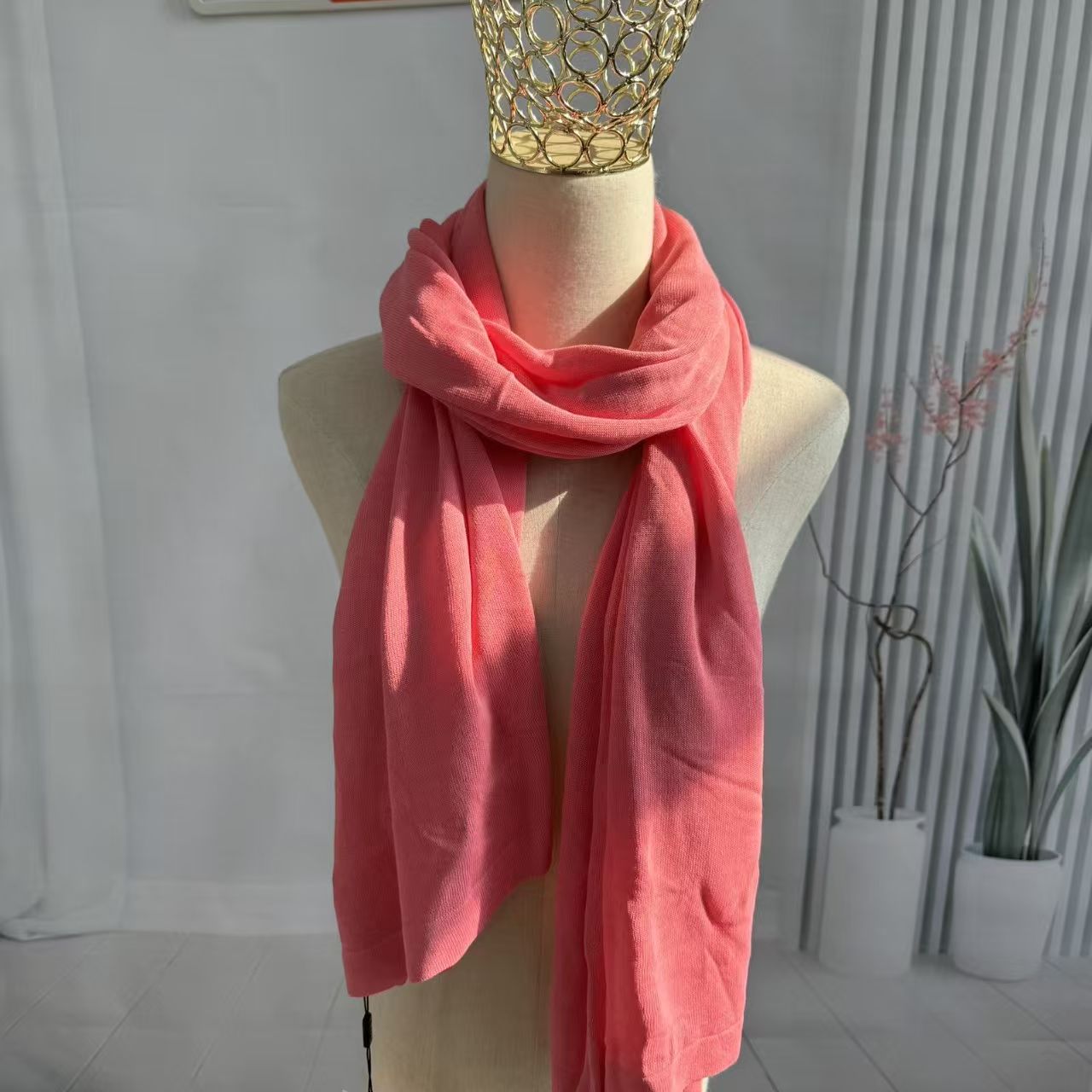 T317 Korean thickened solid color thick knitting wool scarf for women winter versatile Korean knitted Japanese small fresh scarf
