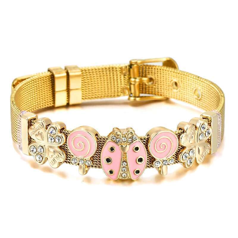 New Fashion 10mm Lollipop Beads Stainless Steel Mesh Bracelets DIY Charm Keeper Bracelets Bangle For Women Men Jewelry Gift