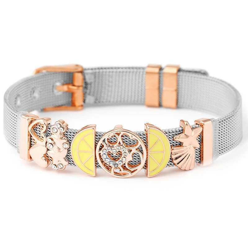 High Quality 10mm Beads Charm Bracelets DIY Stainless Steel Mesh Keeper Bracelets Bangles Pulseras Mujer For Women Men Jewelry