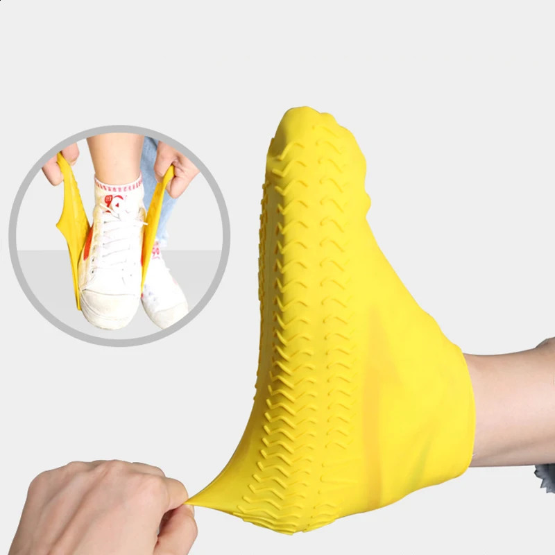 Reusable seasonal silicone rain boot cover thick anti slip waterproof latex childrens outdoor shoe accessories 250318