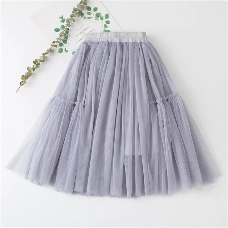 Kids Skirts For Girls Cotton Lace Tutu Pleated Skirt Black Pink Gray Childrens Clothing 4 6 8 10 12Y Pettiskirt Party Clothes 250319