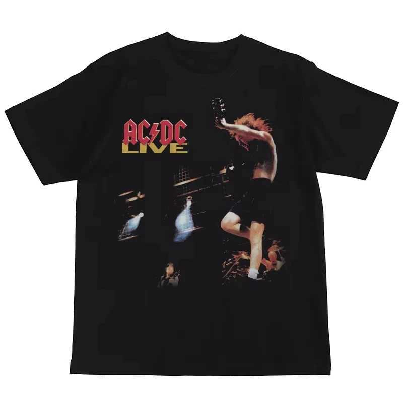 2025 Summer Fashion Trends New ACDC Rock Band American Street Hip Hop Punk Nirvana Retro Printed Cotton Short Sleeve T-shirtT250319
