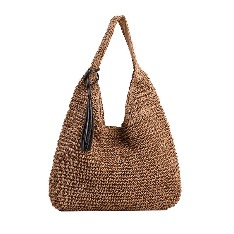 Summer Single Shoulder Large Capacity Seaside Vacation Grass Women's Fashionable Beach Bag, Lazy And Relaxed Woven Crossbody Bag Fashion Shoulder