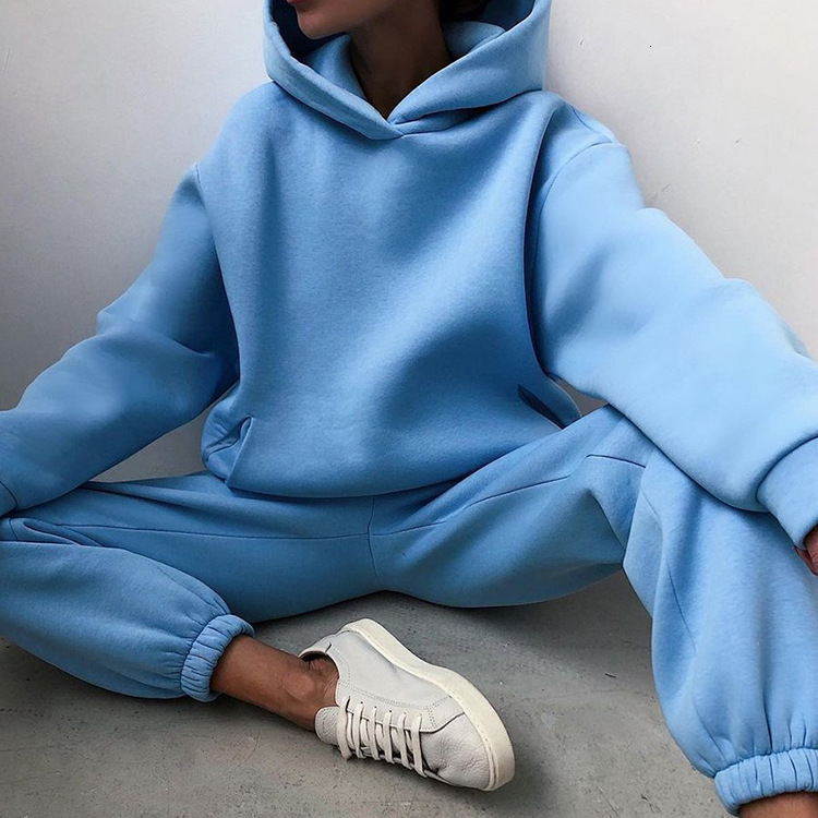 2025 new women's spring hoodie solid color casual fashion sports pants two-piece set
