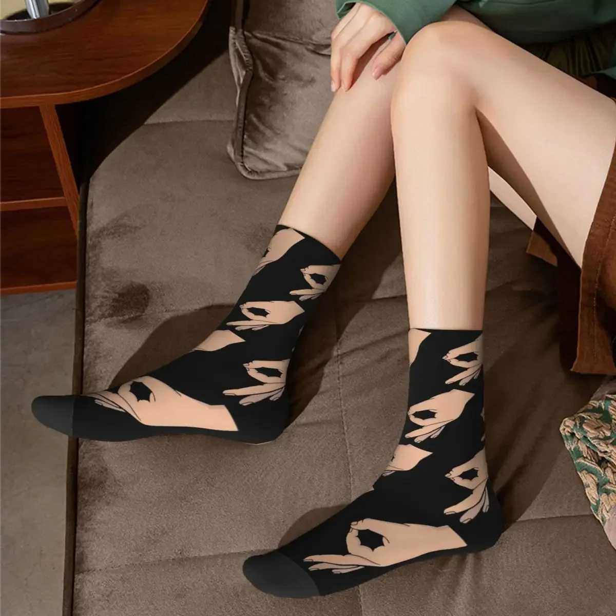 Circle Game Hands fun Gotcha meme makes you look like Harajuku socks high-quality stockings seasonal neutral gift socks X250319