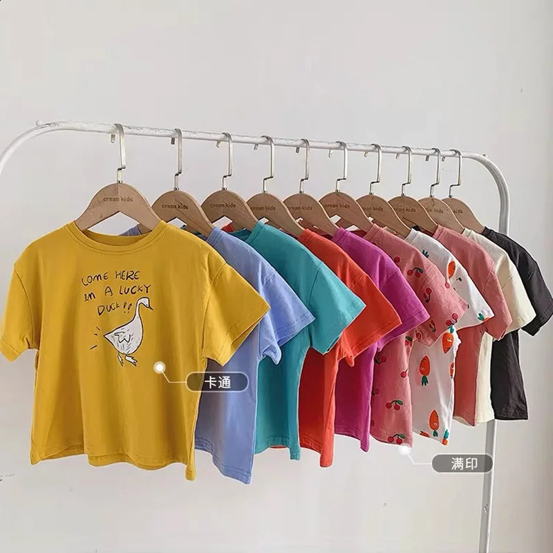 Baby Girls Boys Short Sleeved T-shirt Kids Cotton Top Tees Toddler Cartoon Print Shirts Summer Childrens Clothing Korean Style 250319